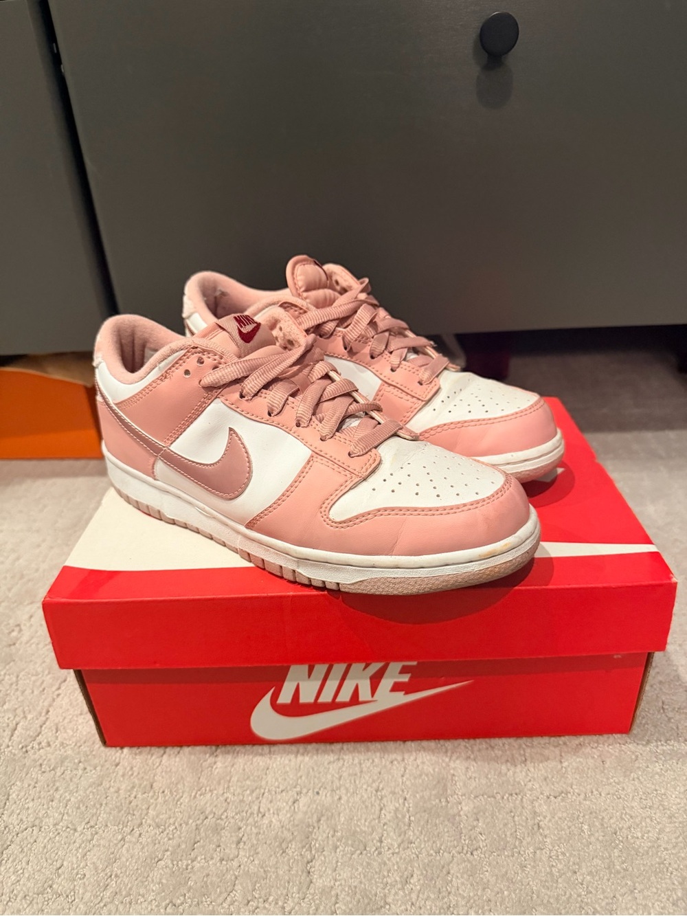 Nike Women’s Pink and White Dunk-Style Low Top Sneakers